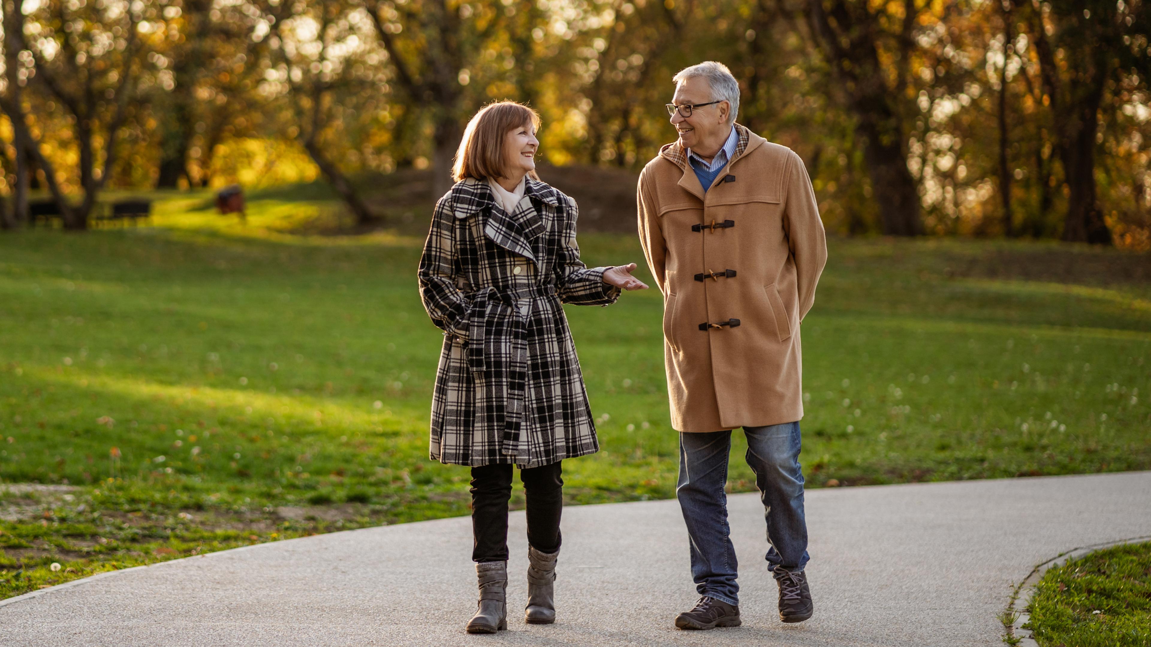 Couple going on a walk in the woods