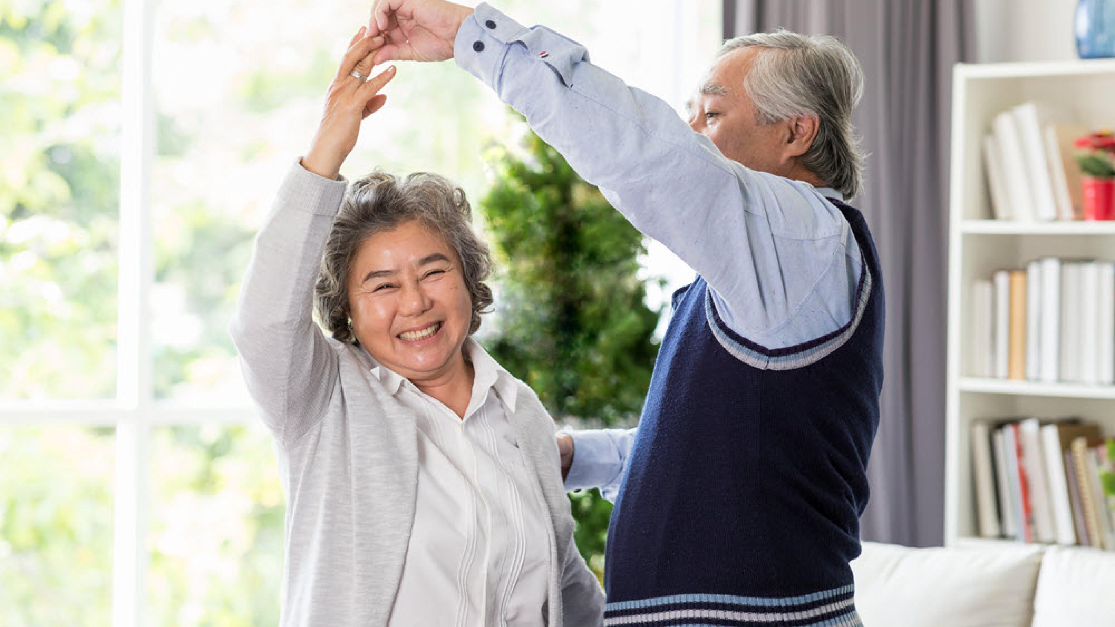 A couple is dancing.