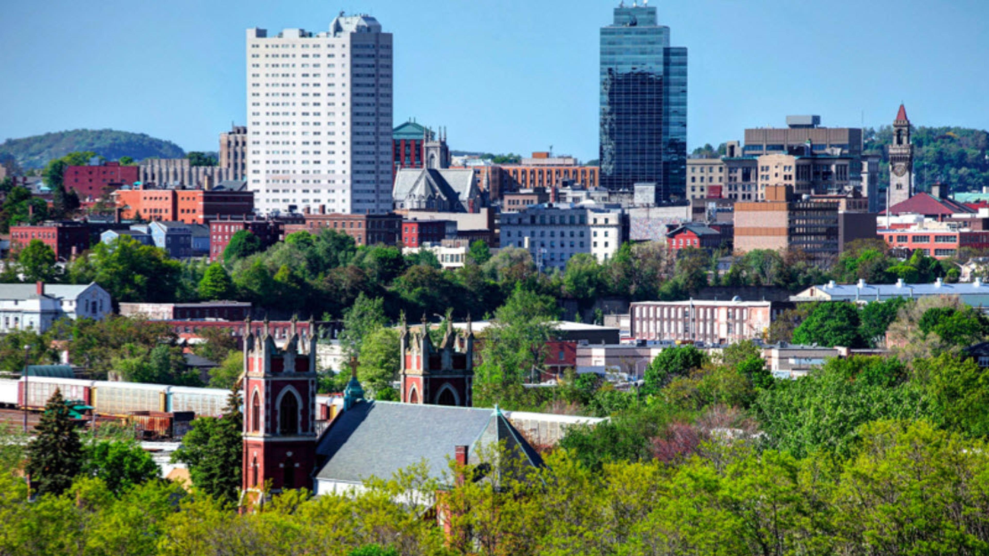 Photo of part of Worcester skyline.