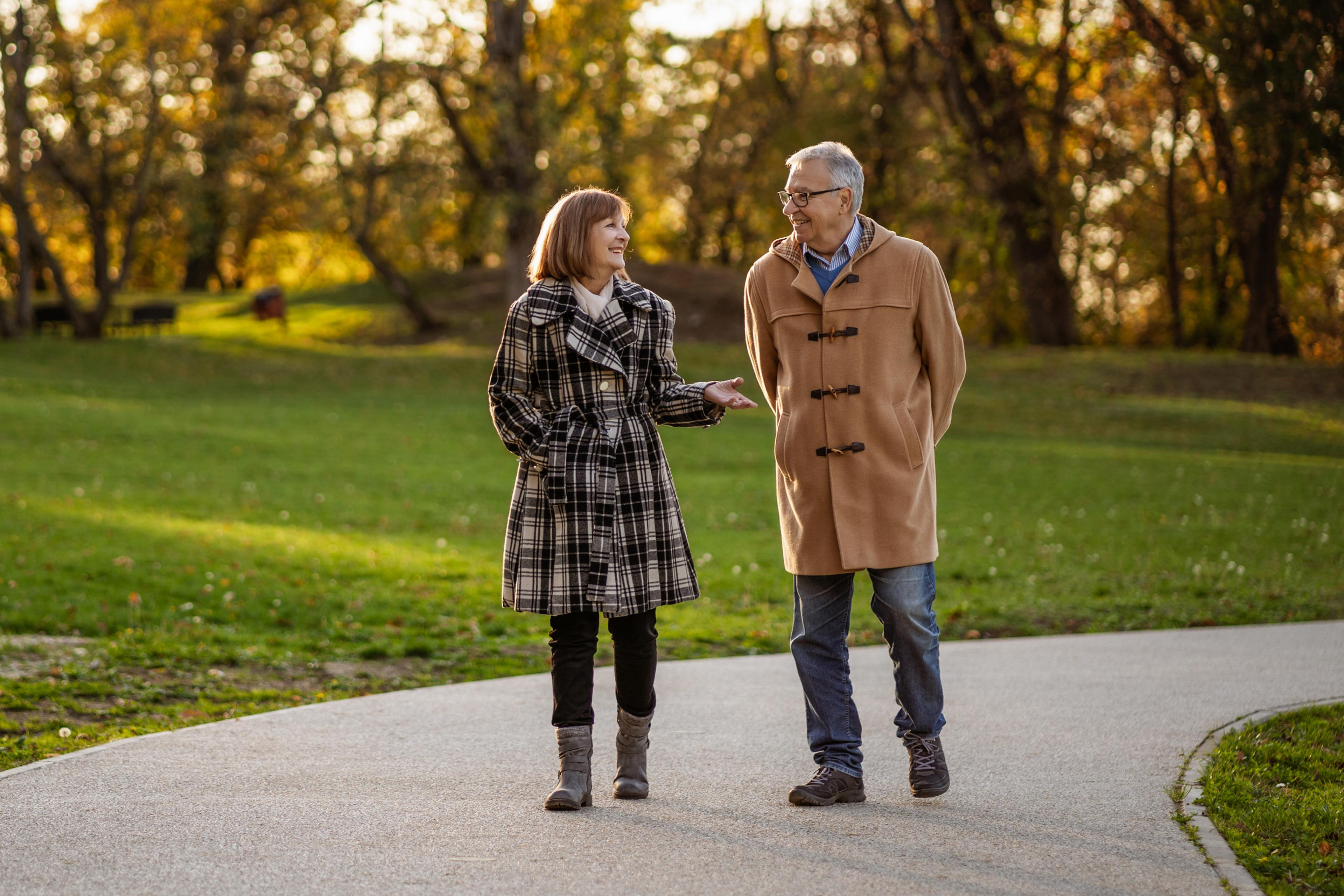 Couple going on a walk in the woods